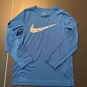 Youth Large Blue Nike T Shirt Long sleeve